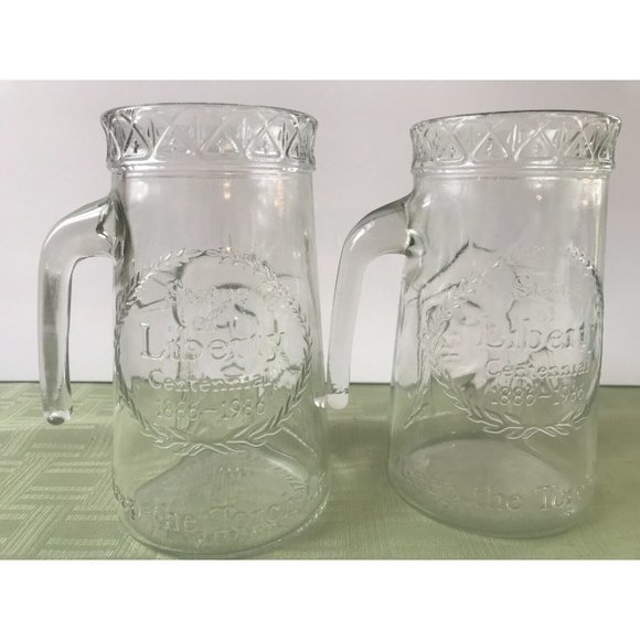 2 STATUE OF LIBERTY 1886-1986‎ CENTENNIAL CUP/MUGS Anchor Glass Tampa FL Vintage - Picture 3 of 6